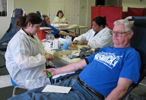 Bill Morris giving blood
